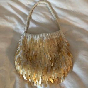 Dress Mini Bag Beaded Ivory w/ beaded strap